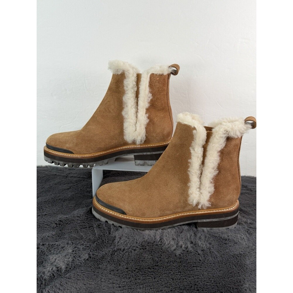 Marc Fisher LTD Iggie Women’s 6.5M Brown Suede Shearling Fur Chelsea Boots